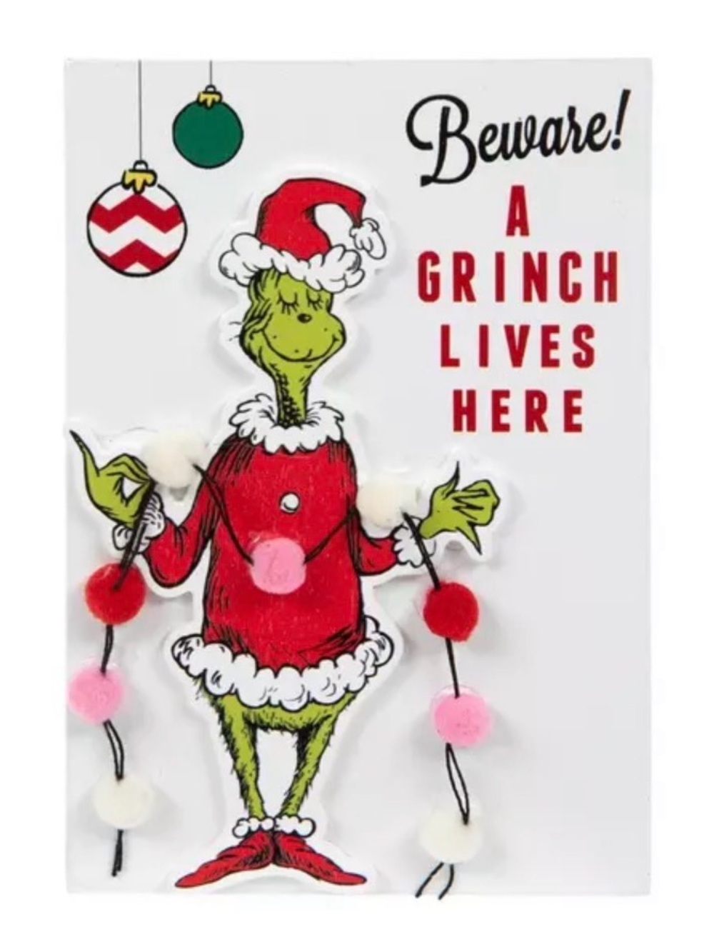 A Grinch Lives Here Wood Decor Beware! A Grinch Lives Here Holiday Block Sign - - Picture 3 of 3